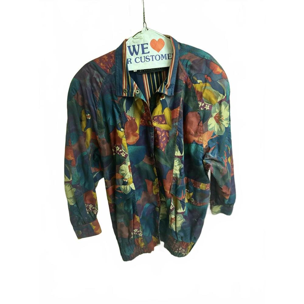 Escada Colorful Floral Print Button-Up Jacket Size Medium